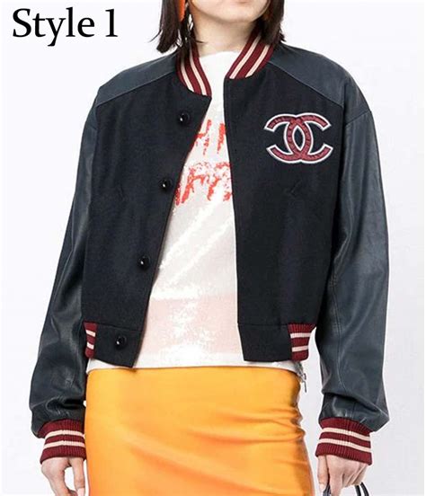 chanel varsity jacket|Chanel leather jacket women.